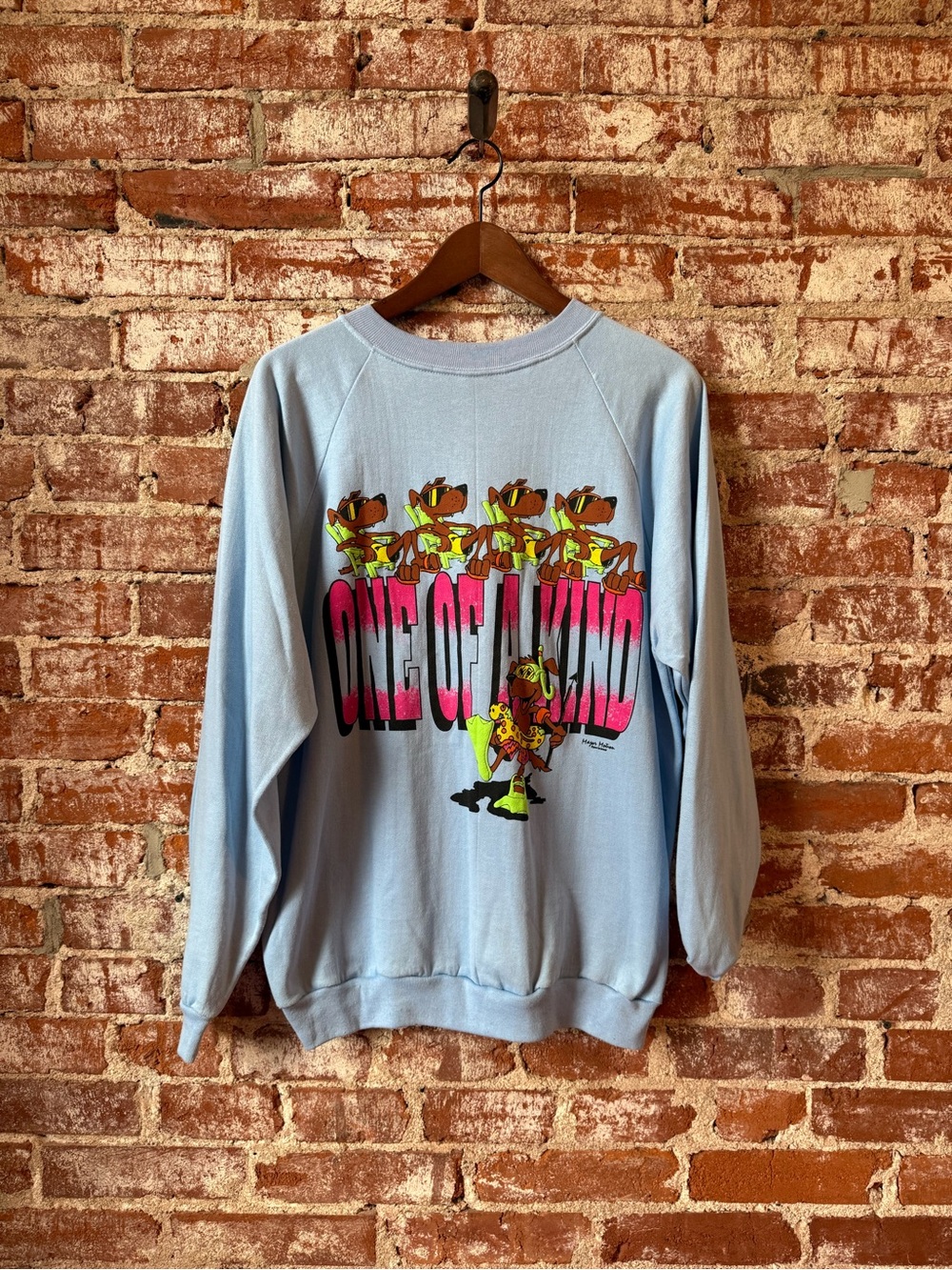 Vintage Major Motion Sportswear One Of A Kind Sweatshirt Neon 80s Dogs